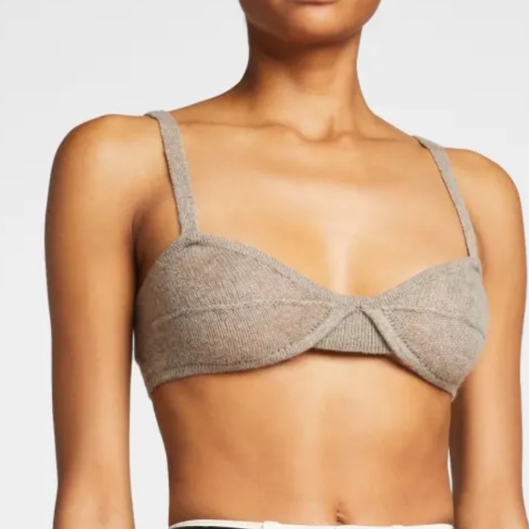 KHAITE Eda knitted cashmere Bra bralette powder barley NEW - Picture 2 of 8
